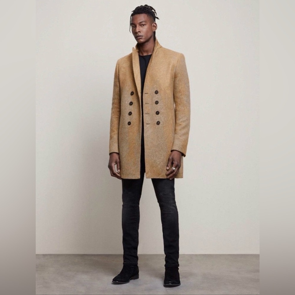 John Varvatos Double Breasted Coat with Pick Stitch Size EU 50 USA 40